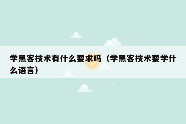 学黑客技术有什么要求吗（学黑客技术要学什么语言）