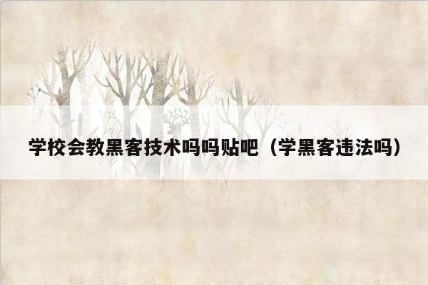 学校会教黑客技术吗吗贴吧（学黑客违法吗）